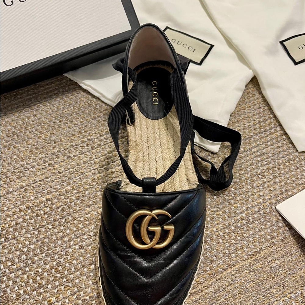 Gucci Black Espadrilles with Gold Accents - Picture 12 of 15